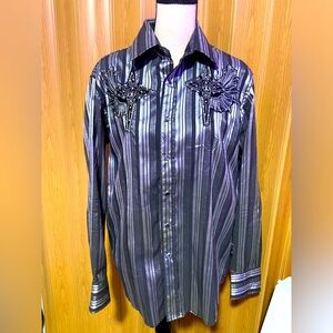 Men Cow boy shirt XS Gray metallic